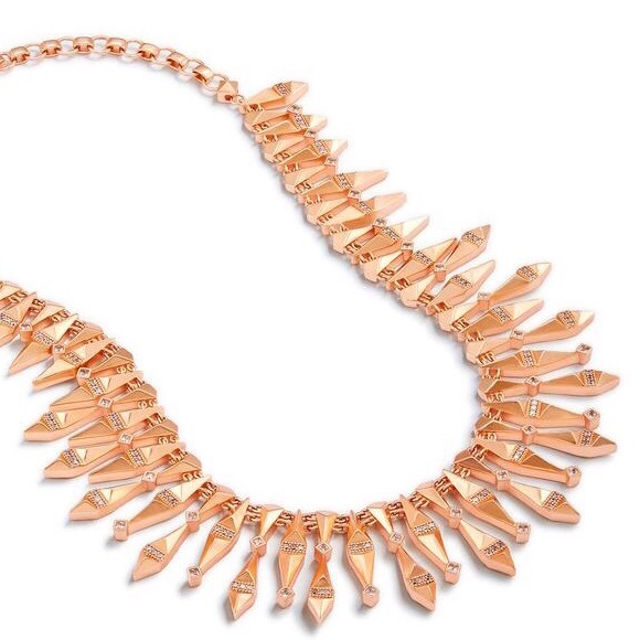 new Kendra Scott® 𖣔 Intricate Articulating Crystal Collar Necklace 𖣔 Rose Gold - Picture 4 of 9